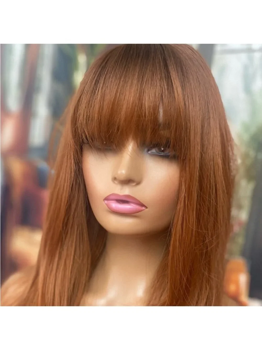 BACK IN Long ginger redhead wig with bangs